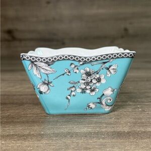 (4) 222 Fifth Adelaide Turquoise Porcelain Square Cereal Bowl/Fruit Bowl